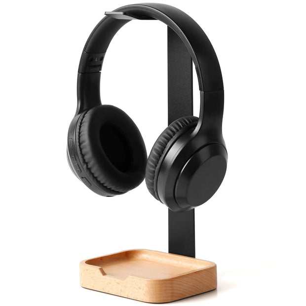 CLYNAN Wooden Headphone Stand for Desk Stylish Headset Stand & Durable Headset Holder Premium Desk Organizer for Gaming and Office Headphones Solid Wood Design for All Headsets.