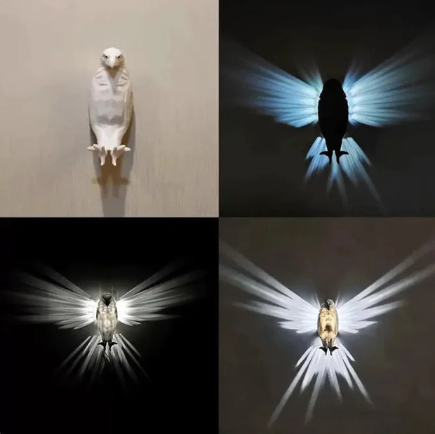 Modern Creative Bird Wall Lamp Owl Eagle Shape Projector Atmosphere Sconce Light 3D Print Body Animal Lighting Lustre Home Decor