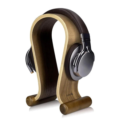 kalibri Wooden Omega Headphone Stand - Universal Headset Wood Hanger - Holder for Gaming Headsets DJ Studio Headphones & Earphone Display - Walnut